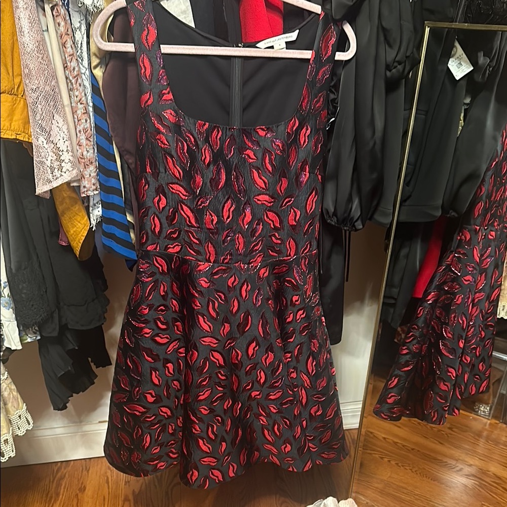 Red and Black Patterned Dress